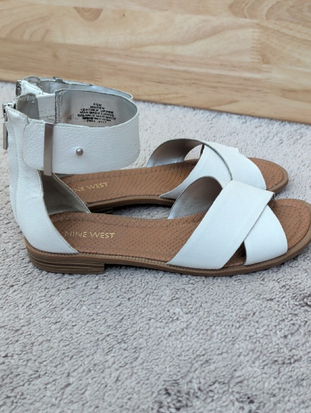 Nine West White Crisscross Ankle-Strap Sandals - Picture 2 of 6